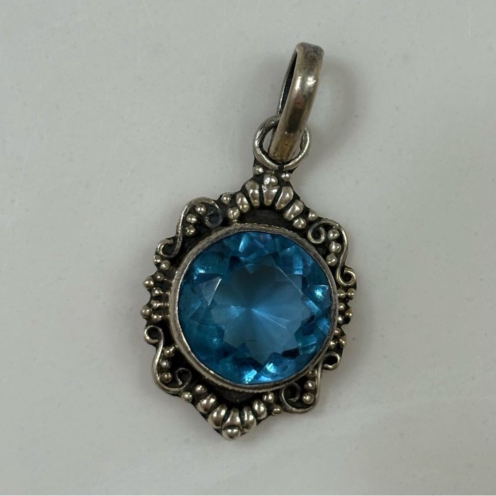 Sterling Silver and Blue Topaz Pendant